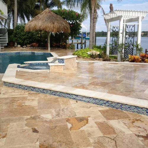 Riviera 16x24 Tumbled Travertine Paver