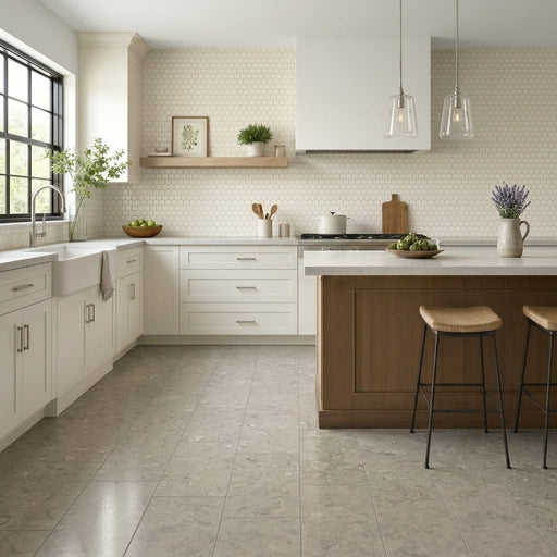 Rocas Azul 12x24 Honed Limestone Tile — Kitchen floor