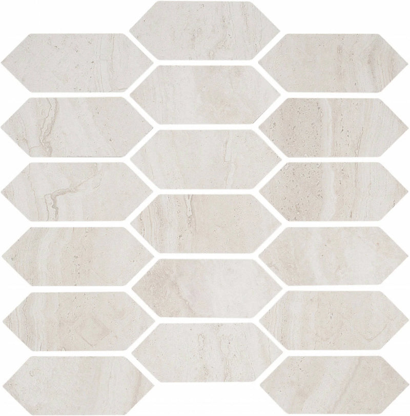 Roccia di Roma Ivory 2x5 Picket Interlocking (12x12 Sheet) Porcelain Mosaic Tile