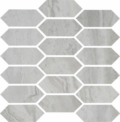 Roccia di Roma Silver 2x5 Picket Interlocking (12x12 Sheet) Porcelain Mosaic Tile