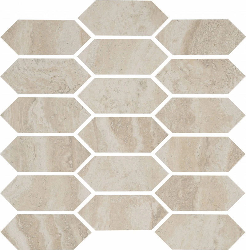 Roccia di Roma Beige 2x5 Picket Interlocking (12x12 Sheet) Porcelain Mosaic Tile