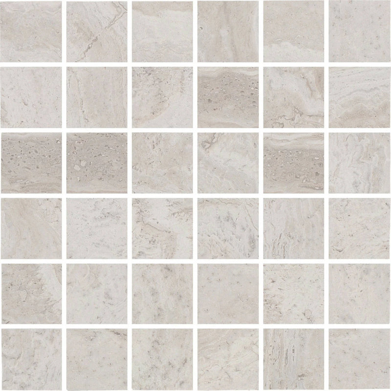Roccia di Roma Silver 2x2 (12x12 Sheet) Porcelain Mosaic Tile