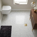 Rockart Carrara 1x1 Hexagon Polished Marble Mosaic — Bathroom floor