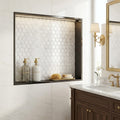 Rockart Carrara 1x1 Hexagon Polished Marble Mosaic — Bathroom niche