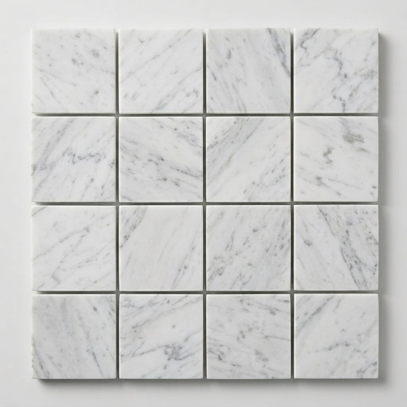 Rockart Carrara 1x1 Square Polished Marble Mosaic close-up
