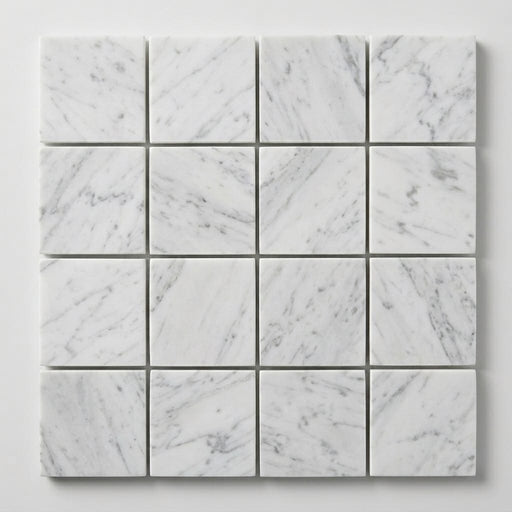 Rockart Carrara 1x1 Square Polished Marble Mosaic close-up