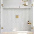 Rockart Carrara 2x2 Hexagon Polished Marble Mosaic — Bathroom shower floor