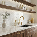 Rockart Carrara 2x2 Hexagon Polished Marble Mosaic — Kitchen backsplash