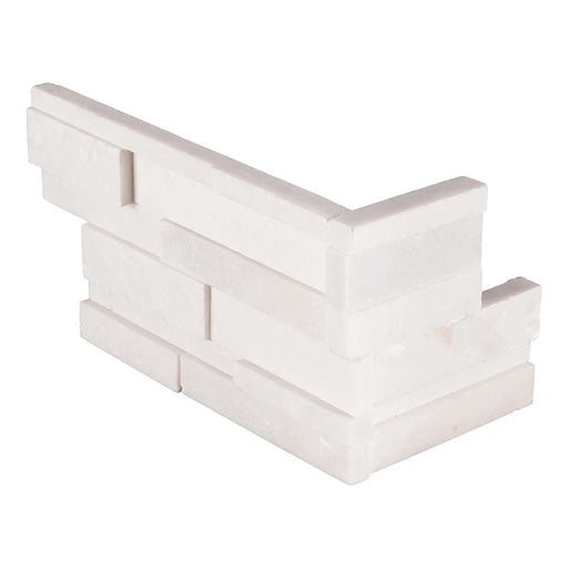 Rockmount Arctic White Ledger Corner 3D Honed Marble Ledger Stone