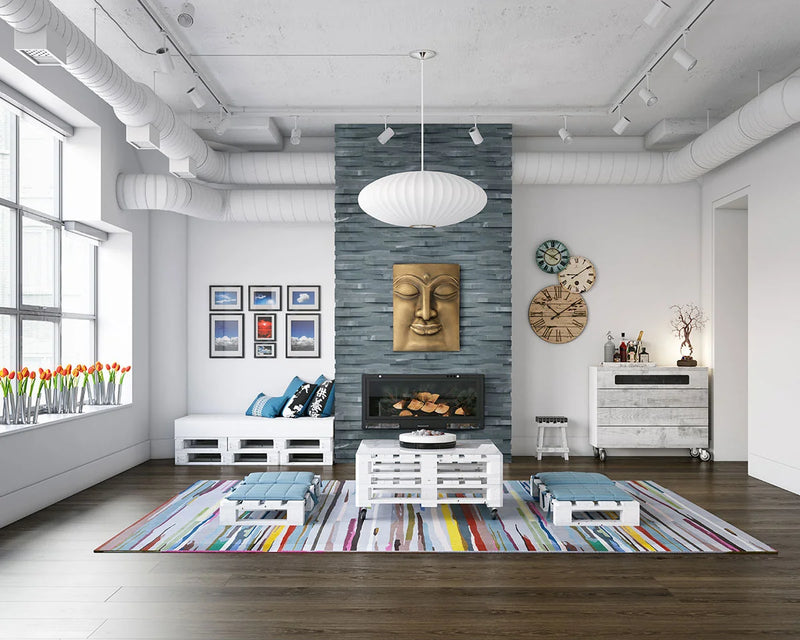 Rockmount Cosmic Black 3D Wave 6x24 Panel Honed Quartzite Ledger Stone