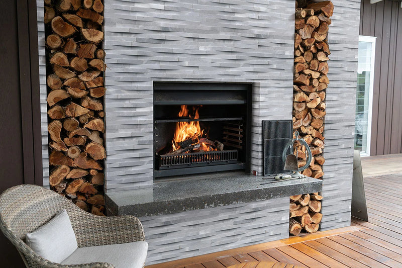 Rockmount Cosmic Gray 3D Wave 6x24 Panel Honed Quartzite Ledger Stone