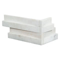 Rockmount Stacked Stone Cosmic White 6x18 Corner Honed 3D Wave Marble Ledger Stone