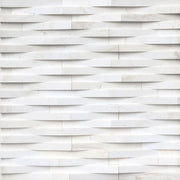 Rockmount Stacked Stone Cosmic White 6x18 Corner Honed 3D Wave Marble Ledger Stone