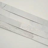Rockmount Stacked Stone Cosmic White 6x24 Panel Honed 3D Wave Marble Ledger Stone