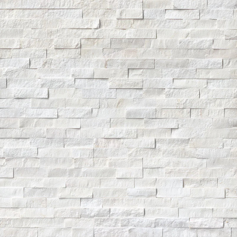 Rockmount Stacked Stone Cosmic White 6x24 Panel Split Face Marble Ledger Stone