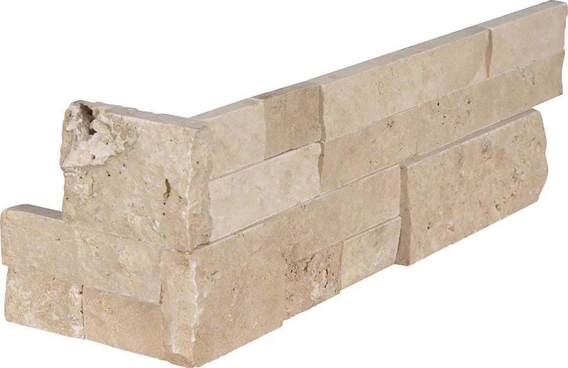 Rockmount Durango Cream 6x12 Corner Splitface Travertine Ledger Stone