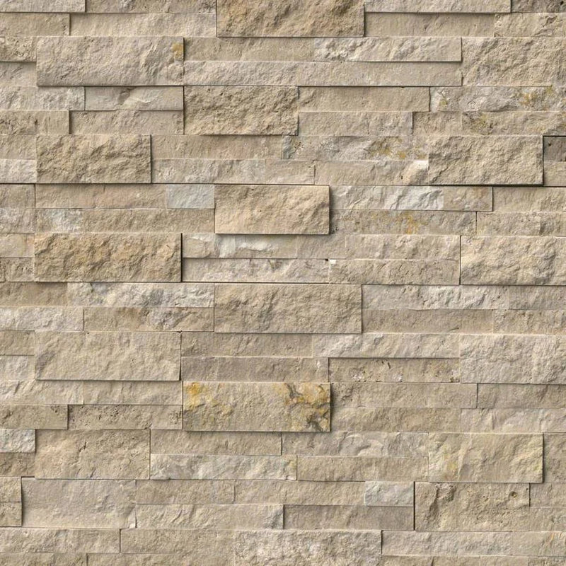 Rockmount Stacked Stone Durango Cream 6x24 Panel Split Face Travertine Ledger Stone