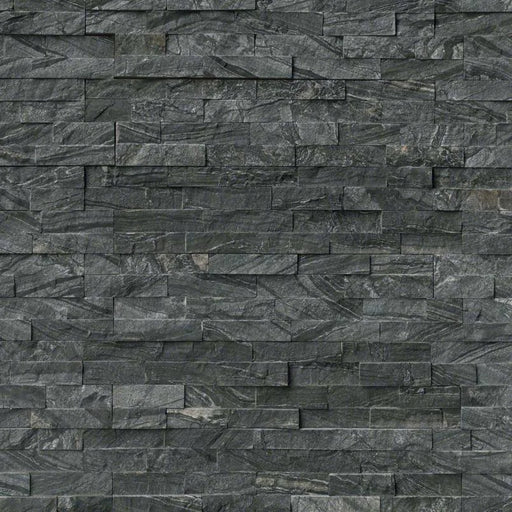 Rockmount Glacial Black 6x24 Panel Splitface Marble Ledger Stone