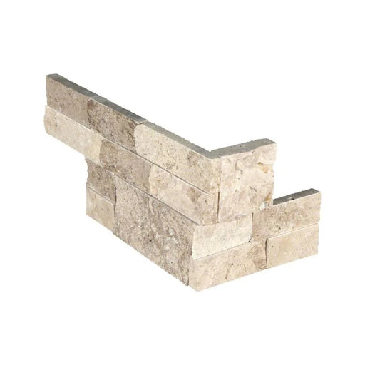 Rockmount Roman Beige Corner 6x18 Splitface Travertine Ledger Stone