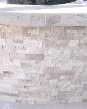 Rockmount Roman Beige Corner 6x18 Splitface Travertine Ledger Stone