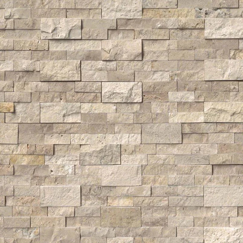 Rockmount Roman Beige 6x24 Splitface Travertine Panel Ledger Stone