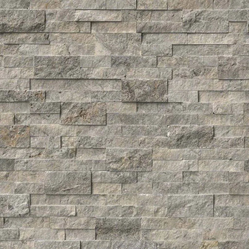 Rockmount Silver Travertine 6x24 Panel Splitface Travertine Ledger Stone