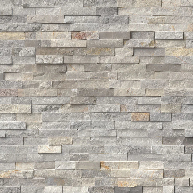 Rockmount Stacked Stone Sunset Silver 6x24 Panel Splitface Quartzite Ledger Stone