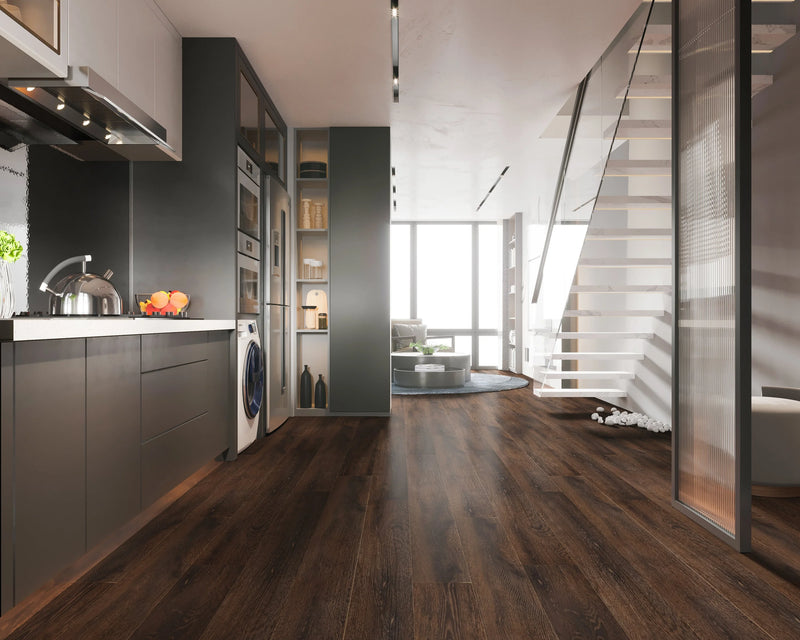 Romulus Deep Espresso 9x60 Embossed Micro-Bevel 20mil WPC Vinyl Flooring