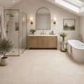 Rosalia Beige 12x12 Natural Marble Tile — Bathroom floor