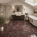 Rosso Levanto 12x12 Natural Marble Tile — Bathroom floor