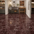 Rosso Levanto 12x12 Polished Marble Tile — Basement floor