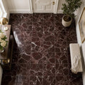Rosso Levanto 12x12 Polished Marble Tile — Hallway floor
