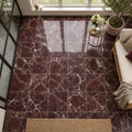 Rosso Levanto 12x12 Polished Marble Tile — Sunroom floor