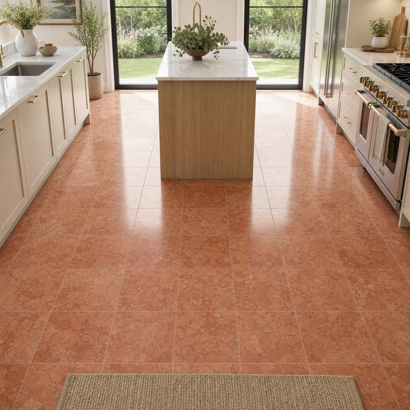 Rosso Verona 12x12 Natural Marble Tile — Kitchen floor