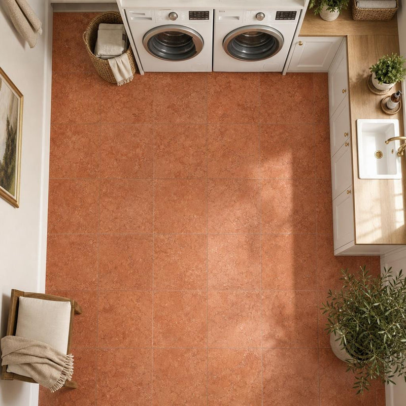Rosso Verona 12x12 Natural Marble Tile — Laundry Room floor