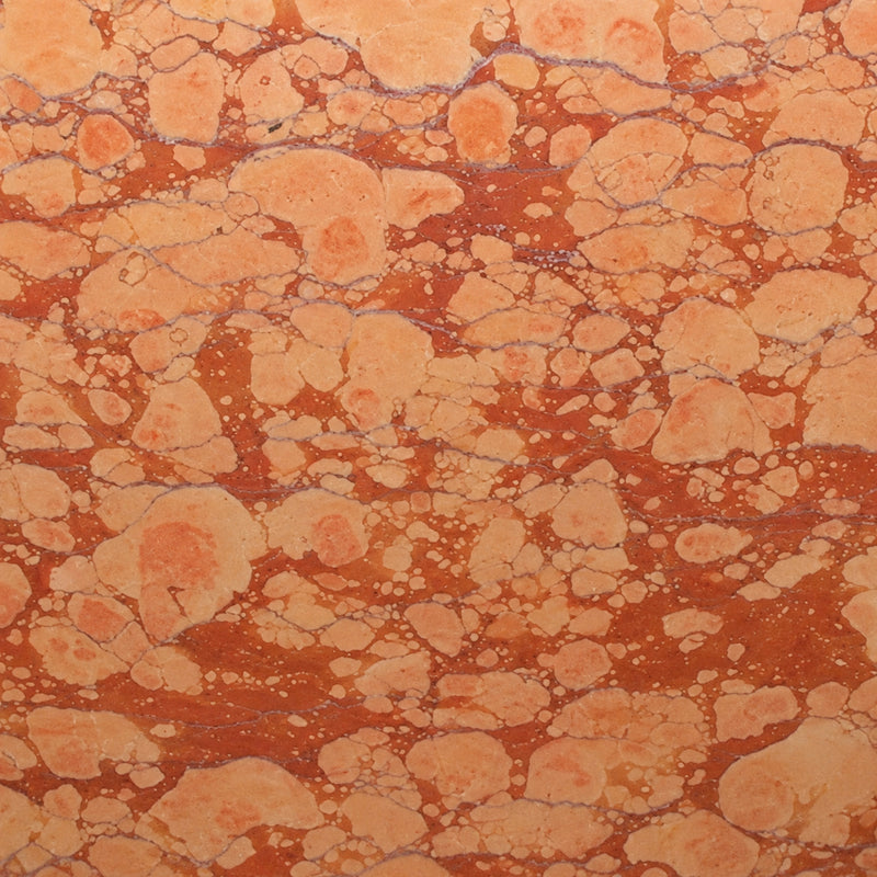 Rosso Verona marble slab with warm terracotta tones, peach-colored mineral patterns and fine gray veining.