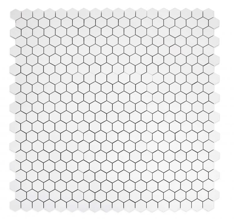 White Tile Roy White 2x2 Hexagon Matte Porcelain Mosaic