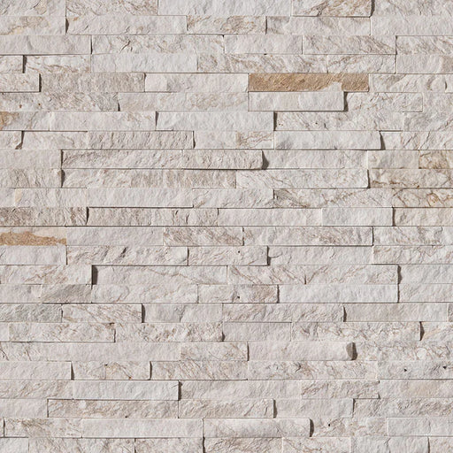 Royal White 6x18 Corner Splitface Quartzite Ledger Stone
