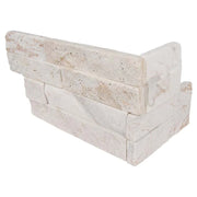 Royal White 6x18 Corner Splitface Quartzite Ledger Stone