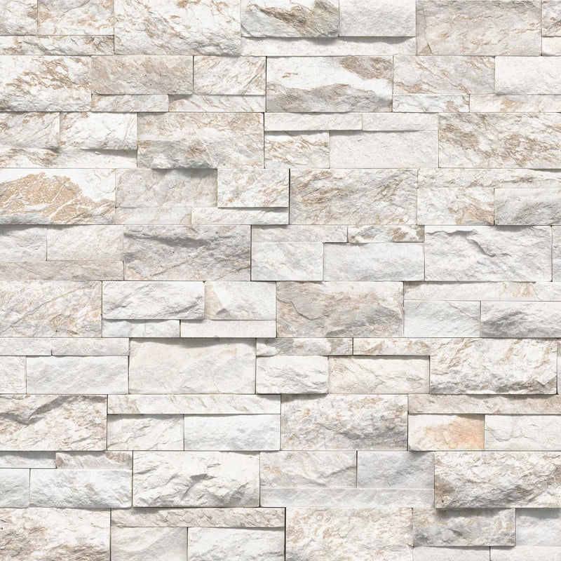Royal White 9x18 Corner Splitface Quartzite Ledger Stone