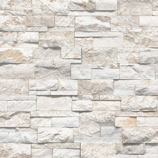 Royal White 9x18 Corner Splitface Quartzite Ledger Stone