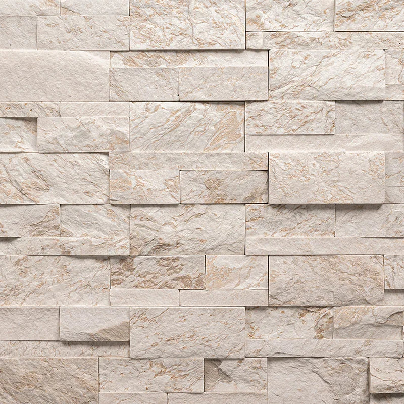 Royal White 9x18 Corner Splitface Quartzite Ledger Stone