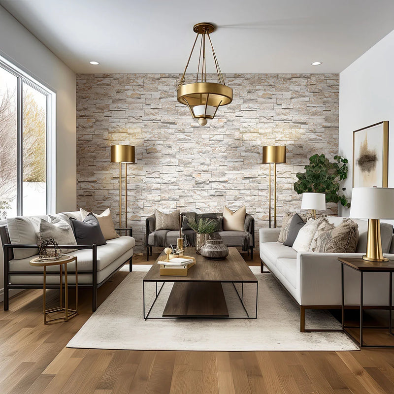 Royal White 9x18 Corner Splitface Quartzite Ledger Stone