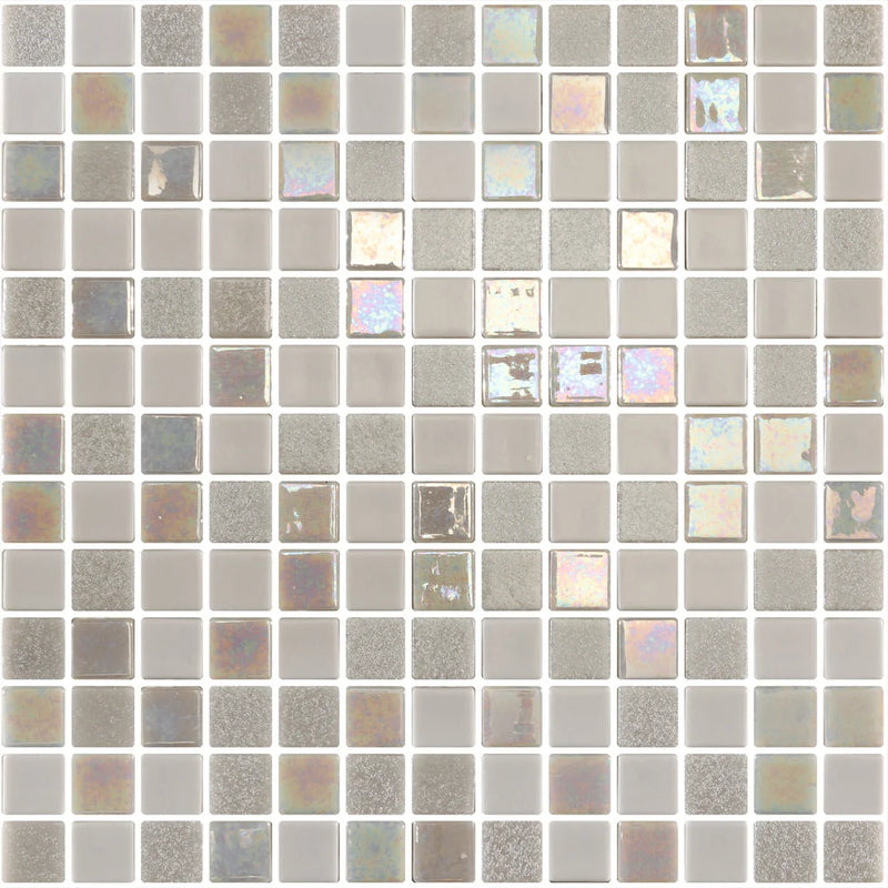 Runway Milan Grey 1x1 Meshmount 1.2sf Recycled Glass Mosaic