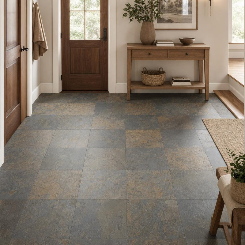 Rustic Gold 12x12 Gauged Slate Tile — Foyer floor