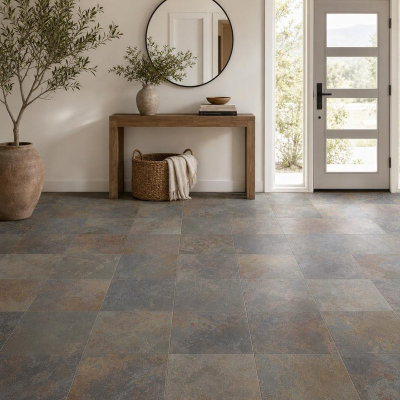 Rustic Gold 16x16 Gauged Slate Tile — Foyer floor
