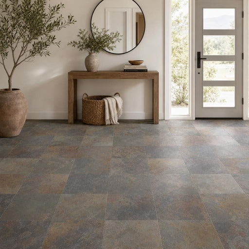 Rustic Gold 16x16 Gauged Slate Tile — Foyer floor