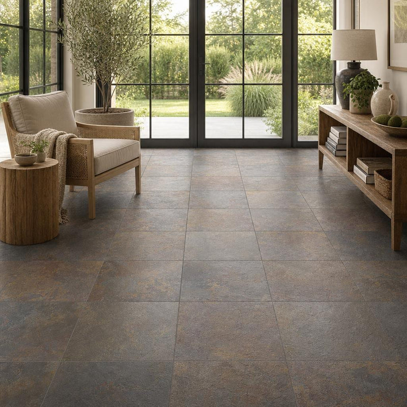 Rustic Gold 16x16 Gauged Slate Tile — Sunroom floor