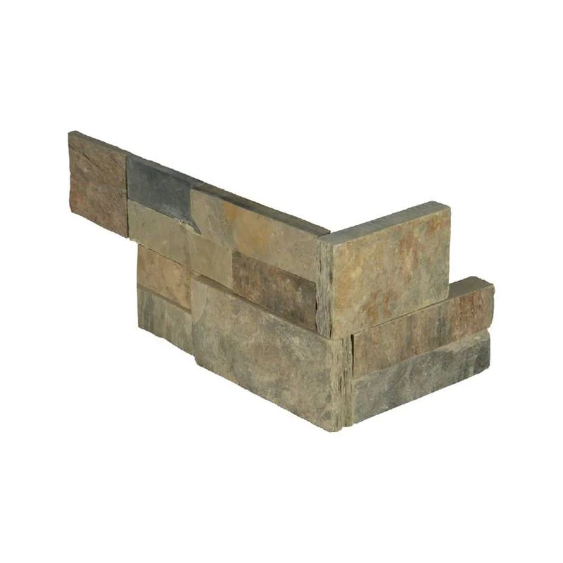 Rustic Gold 6x18 Corner Splitface Slate Ledger Stone