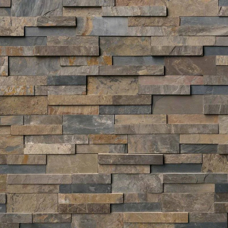 Rustic Gold 6x24 Panel Splitface Slate Ledger Stone
